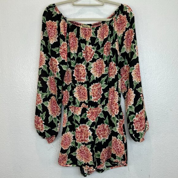 Show Me Your Mumu Rane Romper Flower Puff Sleeves SZ Medium - Picture 3 of 7